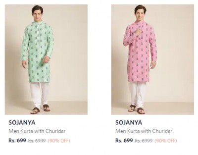 Men Kurta with Churidar @ Flat 90% Off