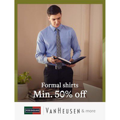 Men's Formal Shirts by Van Heusen, Peter England & More @ minimum 50% off