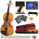 Mendini MV400 Ebony Fitted Solid Wood Violin with Tuner, Lesson Book, Hard Case, Shoulder Rest, Bow, Rosin, Extra Bridge and Strings - Size 4/4, (Full Size)...