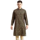 Men's Black Art Silk Regular Fit Ethnic Motifs Kurta...