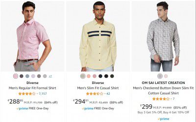 Men's Branded Shirts at minimum 80% off