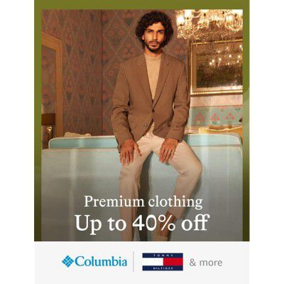 Men's Premium clothing from Columbia, Tommy Hilfiger @ flat 40% off