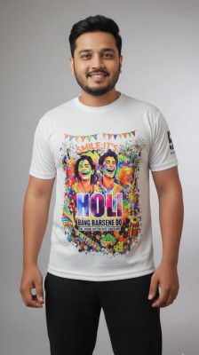 Men’s Holi Special White Graphic T-Shirt – "Rang Barse" Edition | Size S | PoPo Toys®