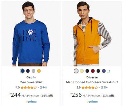 Men's Hoodies, Sweatshirt and Jackets at minimum 80% off