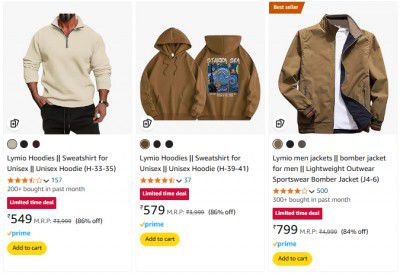 Men's Jacket & Hoddie Starts @549