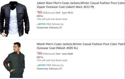 Mens Jacket Starting From @ Rs 89