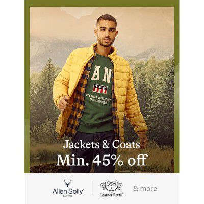 Men's Jackets & Coats from Allen Solly & Leather Retail @ minimum 45% off