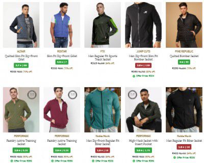 Men's Jackets up to 84% off Starting at ₹225
