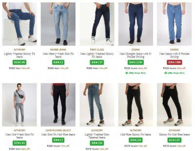 Ajio: Men's Jeans up to 80% off Starting at ₹286