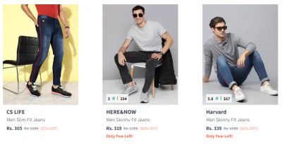 Men's Jeans up to 82% off Starting @ ₹359