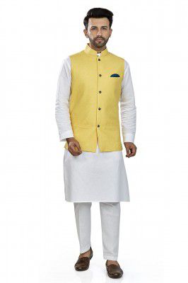 Mens KURTA PYJAMA KOTI SET