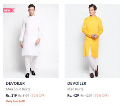 Men's Kurtas at 90% OFF