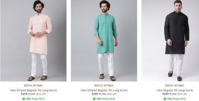 Ajio : Men's Kurtas Starts at Rs 299