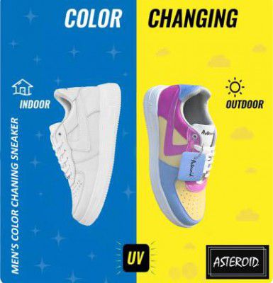 Mens Outdoor Color Change Sneakers Colorblock Fancy Premium White Casual Shoes Sneakers For Men  (White)