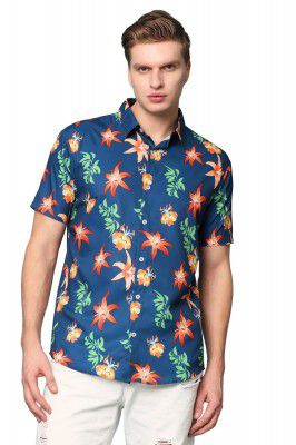 Mens Printed Casual Shirts Short Sleeves Button Down Tropical Shirts