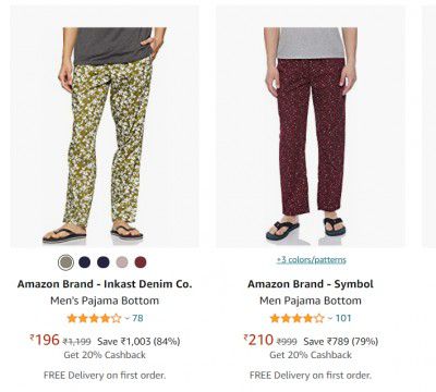 Men's Pyjamas Starting from Rs.219