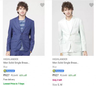 Mens Readymade Blazers Starting @ ₹927/-