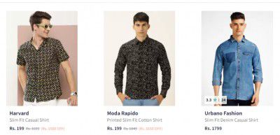 Myntra : Men's Shirts Starts From Rs 199