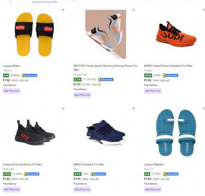 Men's Shoes & Sliders at ₹199