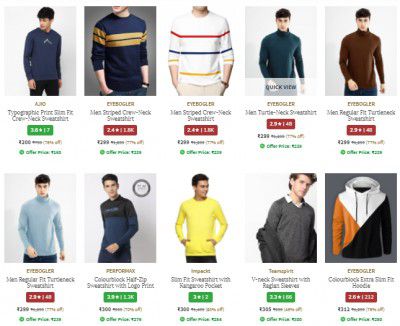 Men's Sweatshirts & Hoodies up to 76% off Starting at ₹240