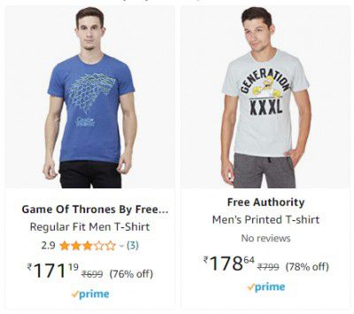 Mens T-Shirt Starting @ ₹171/-