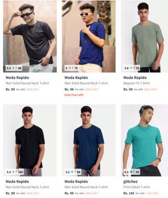 [ All Brand ] Men's T-shirts 90% Off | Starts ₹107
