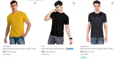 Flikart: Men's T-Shirt's Start From Rs 89