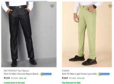 Mens Trousers Starting @ ₹239