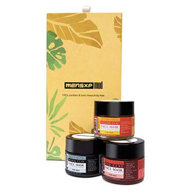 MensXP Mud Application Clay Face Mask/Pack For Men (Gift Set Of 3)