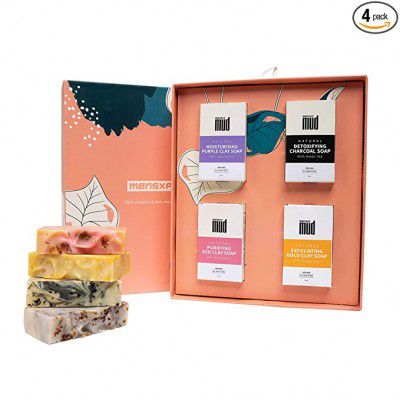 MensXP Mud Handmade Cold Processed Soaps Gift Set (Pack of 4) Premium Gift For Men