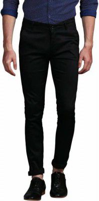 Meoby Regular Fit Men Black Cotton Blend Trousers