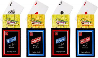 Merelane 7 Premium Playing Cards, Bridge Size, 4 Decks of Cards  (Multicolor)