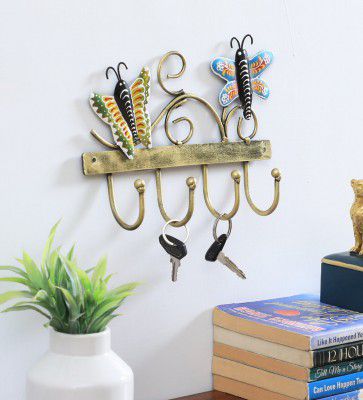 Metal Butterfly In Rustic Finish Key Holder