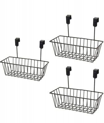 Metal Cabinet Door Organizer for Kitchen, Under Shelf, Basket Rack Holder Hanging Organiser, Bathroom Racks and Shelves (1,Black)