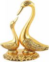 Metal Handicrafts Swan Pair / Kissing Duck Decorative Showpiece - 14 cm  (Aluminium, Multicolor)...