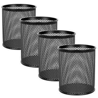 Metal Mesh Pencil Holder Round Pen Cups For Desk Organizer 4 Pcs