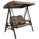 METALMASTER Swing Chair 2 Seater | Garden Swing seat Brown | Outdoor Canopy Cushioned Bench Bed Seat | Weight Capacity 350 Kg (Brown)...