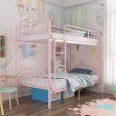 METALMASTER Twin Loft Single Metal Bunk Bed, Space Saving Design (Mattress Not Included) (Pink)...