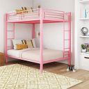 METALMASTER Twin Metal Bunk Cot Bed Single (Bottom) + Single (Top) - Frame Only, Mattress not Included (Pink)...