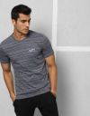 Metronaut Athleisure Striped Men Boat Neck Grey T-Shirt...