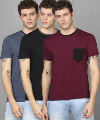 METRONAUT By Flipkart  Pack of 3 Solid Men Round Neck Multicolor T-Shirt