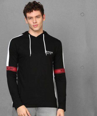 METRONAUT By Flipkart  Solid Men Hooded Neck Black T-Shirt