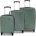 METRONAUT Hard Body Set of 3 Luggage 4 Wheels - Grid Set-3 (20"+24" +28") - Green...