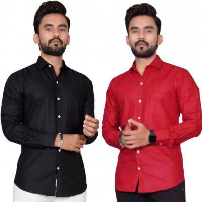METRONAUT Men Regular Fit Solid Casual Shirt  (Pack of 2)
