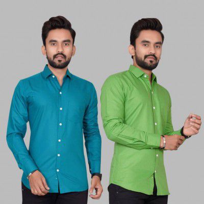 METRONAUT Men Regular Fit Solid Casual Shirt (Pack of 2)
