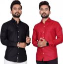 METRONAUT Men Regular Fit Solid Casual Shirt  (Pack of 2)...