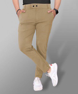 METRONAUT Regular Fit Men Khaki Lycra Blend Trousers