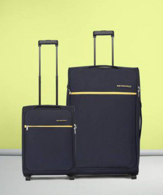 METRONAUT Soft Body Set of 2 Luggage 2 Wheels - Advantage Combo Set (30inch+22inch) - Blue
