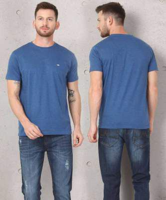METRONAUT Solid Men Round Neck Blue T-Shirt