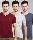 METRONAUT  Solid Men V Neck Multicolor T-Shirt  (Pack of 3)...